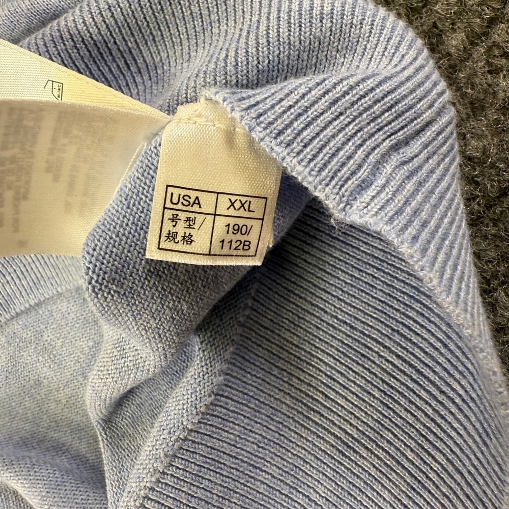 Brooks Brothers Mens Light Blue Qtr Zip Sweater Pullover Knit Mock Neck Size 2XL - Picture 13 of 16